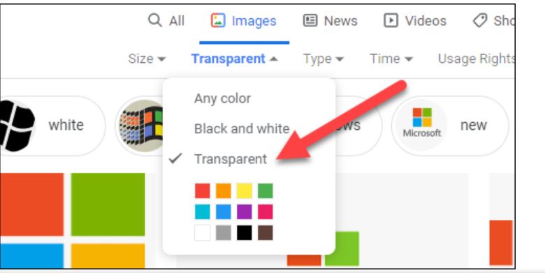 How to get transparent images on google