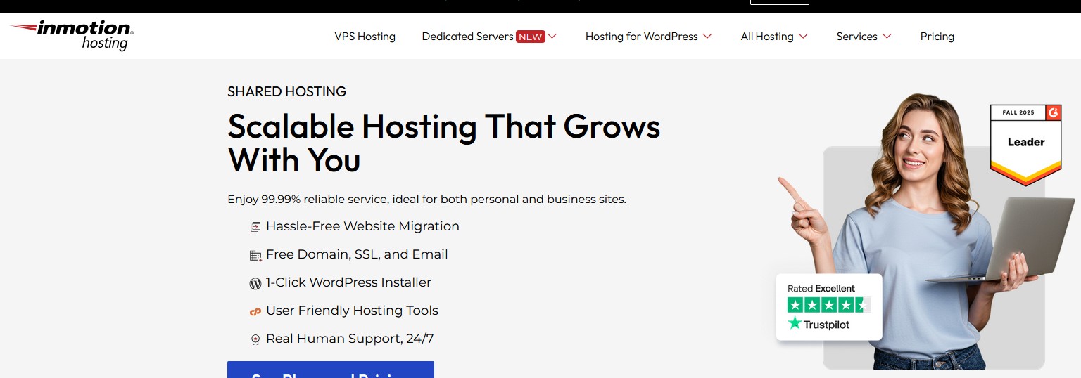 InMotion Hosting business website hosting package 2026