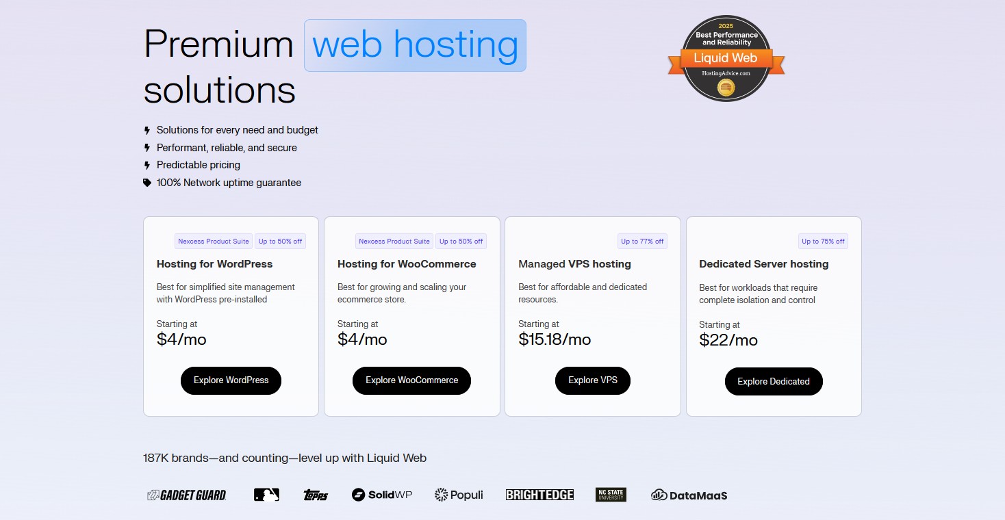 Liquid Web Nexcess managed hosting dashboard 2026